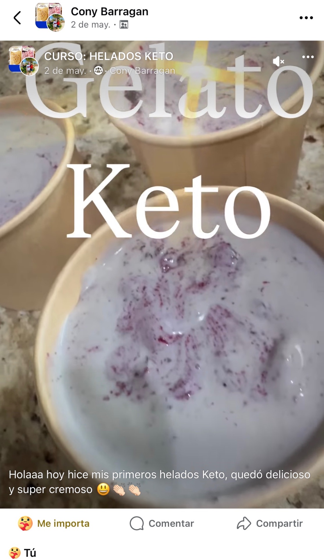 Testimonio de alumna con su primer helado keto cremoso